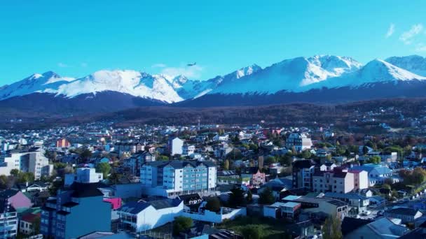 Downtown Ushuaia Argentina Tierra Del Fuego Natural Landscape Scenic Town — Video
