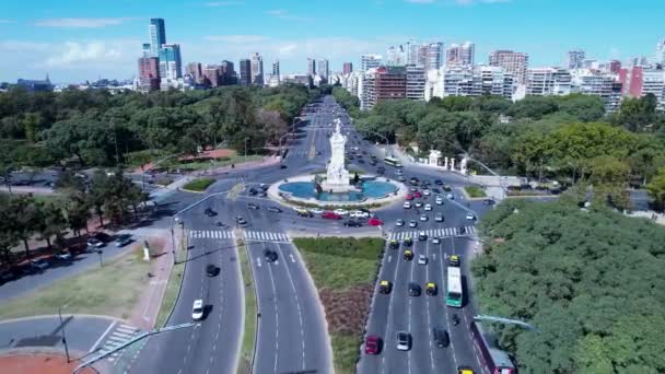 Carta Magna Kreisverkehr Buenos Aires Argentinien Panoramalandschaft Des Touristischen Wahrzeichens — Stockvideo