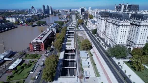 Downtown Buenos Aires Argentina Panoramic Landscape Touristic Landmark Downtown Capital — Stockvideo