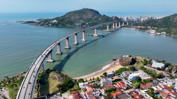 Panoramic View Famous Third Bridge Town Vitoria State Espirito Santo — Stockvideo
