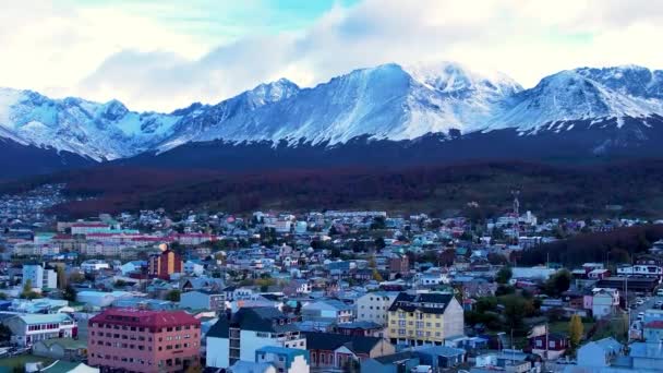 Downtown Ushuaia Argentina Tierra Del Fuego Natural Landscape Scenic Town — Video