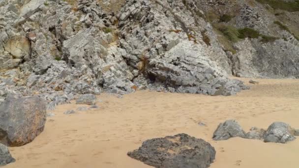Grey Colour Cubic Form Stones Beach Gruta Adraga Mountain Caves — Vídeos de Stock
