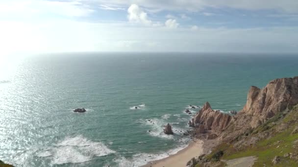 Cabo Roca Podnebí Mysu Roca Extrémně Moderované Oceánem Vzhledem Sezónnímu — Stock video