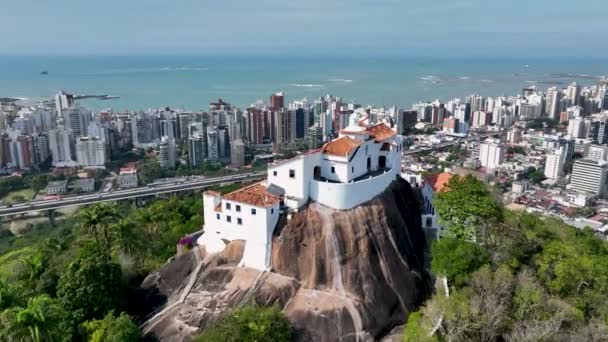 Luchtfoto Stadsgezicht Van Het Centrum Van Vitoria Staat Van Espirito — Stockvideo