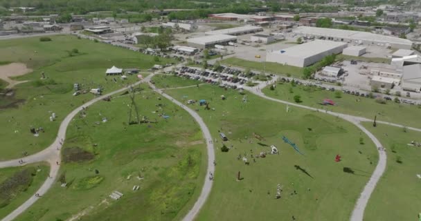 Nagranie Lotnicze Festiwalu Latawców Polach Rzeźby Chattanooga — Wideo stockowe