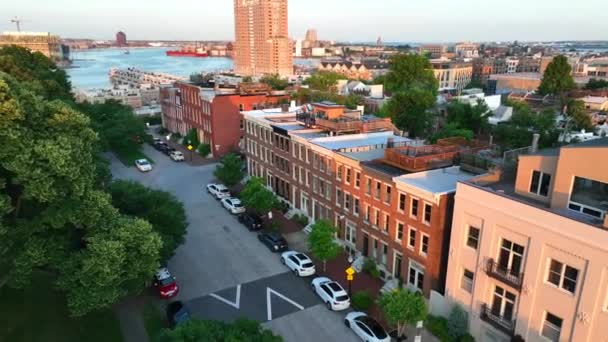 Quartier Urbain Américain Police Voiture Police Cruiser Avec Des Lumières — Video