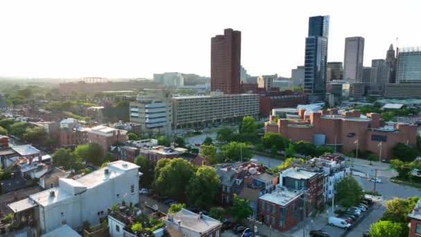 Downtown Residential Housing Baltimore Camden Yards Distance Aerial View — Vídeo de Stock