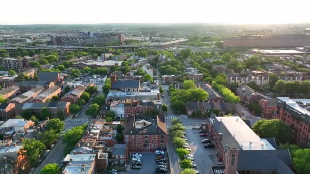 American City Usa Aerial Truck Shot Neighborhood Community Warm Summer — Video