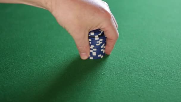 Pushing Stacks Poker Chips All Table Casino — Αρχείο Βίντεο