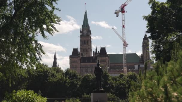 Vista Parlamento Canadá Bloco Centro Major Hill Park Ottawa Câmera — Vídeo de Stock