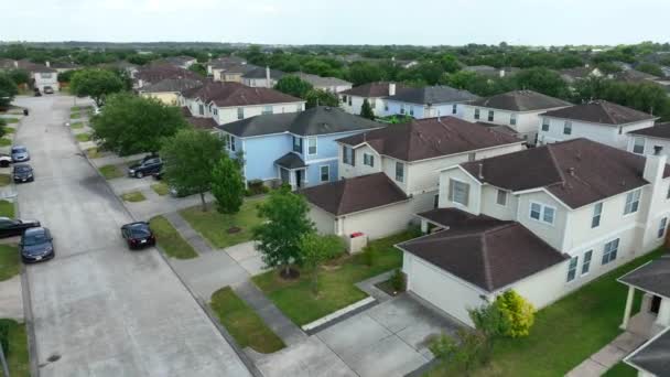 Two Story Family Homes Street Usa Aerial View Residential Community — Video