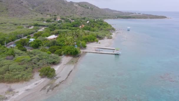 Lush Green Coastline Ocoa Bay Caribbean Sea Azua Dominican Republica — Stok Video