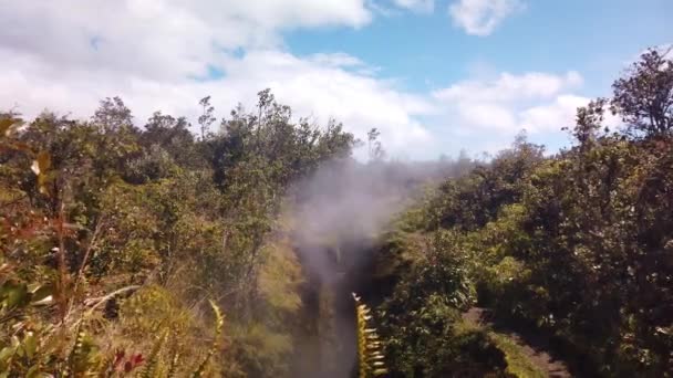 Close Handheld Shot Steam Rising Underground Vent Big Island Hawaii — Stockvideo
