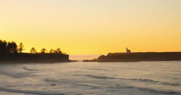 Timelapse Latarni Cape Arago Wybrzeżu Oregonu Zachodzie Słońca — Wideo stockowe