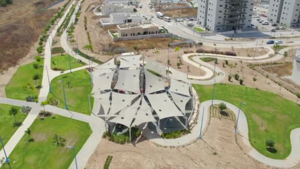 Aerial Shot Playground New Neighborhood Netivot Israel — Stock videók