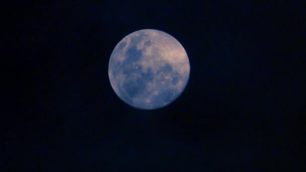 Clouds Pass Front Full Moon Creating Eerie Perspective — Stockvideo