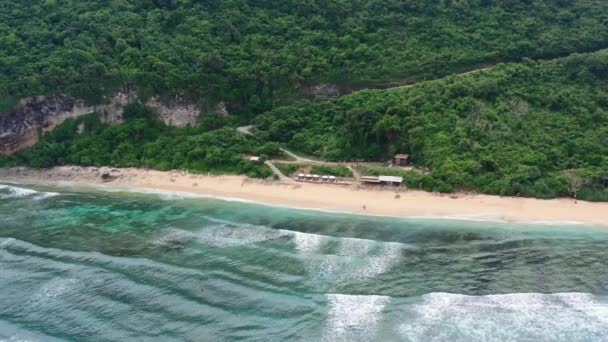 Small Restaurant Empty White Sand Beach Nyang Nyang Uluwatu Bali — Vídeo de stock