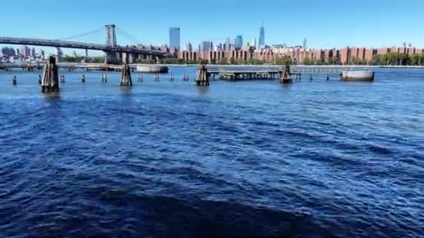 New York City North Williamsburg Pier View East River Williamsburg — Stockvideo