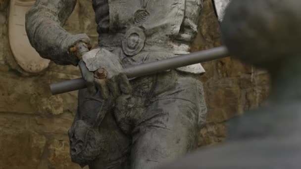 Close Detail Statue War Memorial Monument Trieste Italy Static View — Stok video