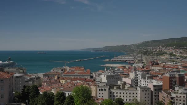 Static View Port Trieste City Italy Daylight — стокове відео