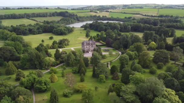 Blarney House Grounds Ireland Drone Aerial Footage — Stok Video