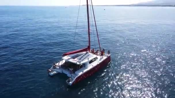 Drone Footage Catamaran People Reunion Island — стокове відео