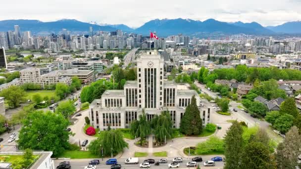 Aerial Panoramic View Vancouver City Hall Vancouver British Columbia Canada — Stok video