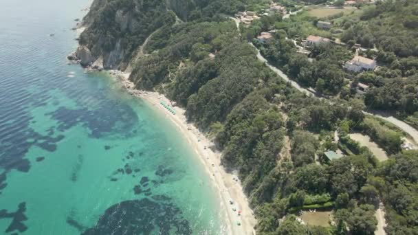 Aerial View Square Island Elba Italy Mediterranean Sea Transparent Blue — стоковое видео