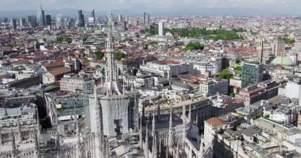 Top Drone View Restoration Historic Milan Cathedral Italy — Stok video