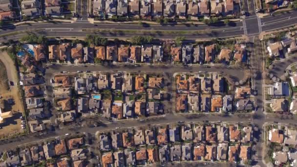 Aerial View Flying Rows New Housing Real Estate Development Rooftops — Vídeos de Stock