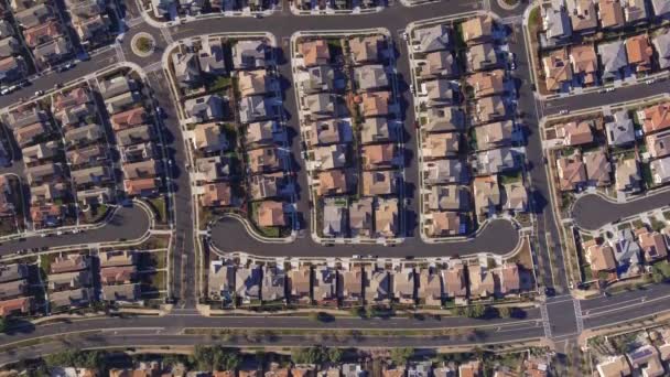 Aerial Top View New Housing Development Neighbourhood Central Valley California — Vídeo de Stock