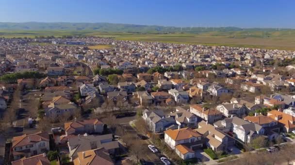 Aerial View Flying Central Valley California New Property Housing Development — Video Stock