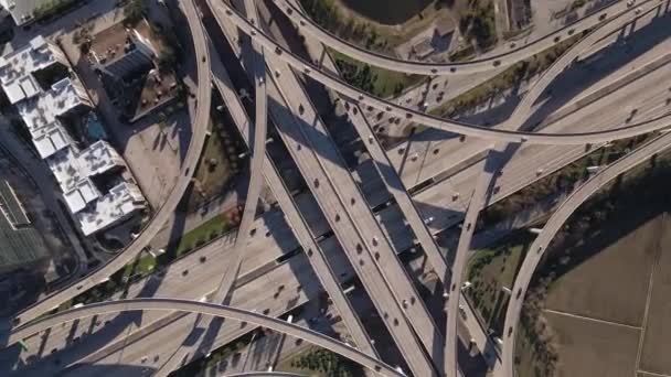 Top Aerial View Interstate Freeway Bellway Houston Texas Rotating Bird — Video Stock