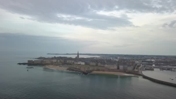 Drone Footage Saint Malo Intramuros Bretagne France — Vídeos de Stock