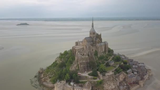 Drone Footage Mont Saint Michel Abbey France — стокове відео