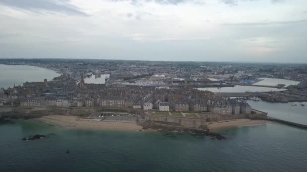 Drone Footage Saint Malo Intramuros Bretagne France — стоковое видео