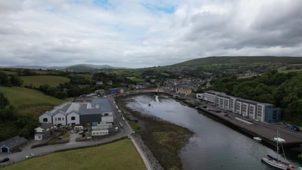 Bantry Town Harbour South West County Cork Ireland Aerial Drone — ストック動画