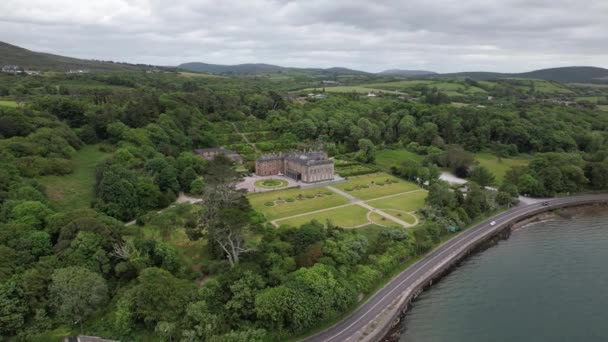 Bantry House Gardens South West County Cork Ireland Panning Aerial — Stock video