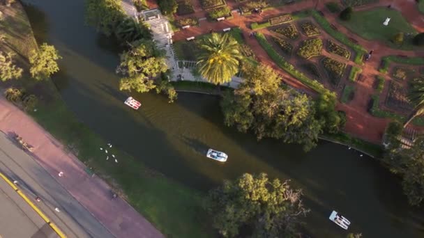 Orbit Aerial View Pedalboats Palermo Lakes Buenos Aires — Stock video