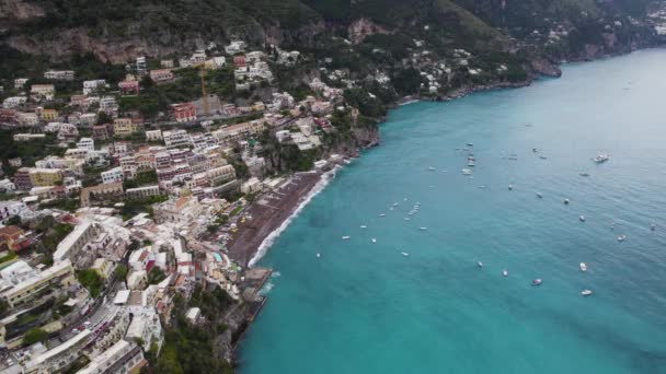 Tyrrhenian Sea Bay Amalfi Coast Italy Positano City — ストック動画