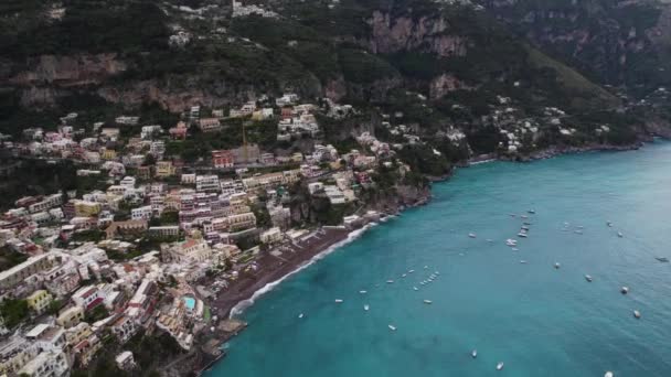 Luxury Vacation Destination Europe Amalfi Coast Italy Drone View — стоковое видео
