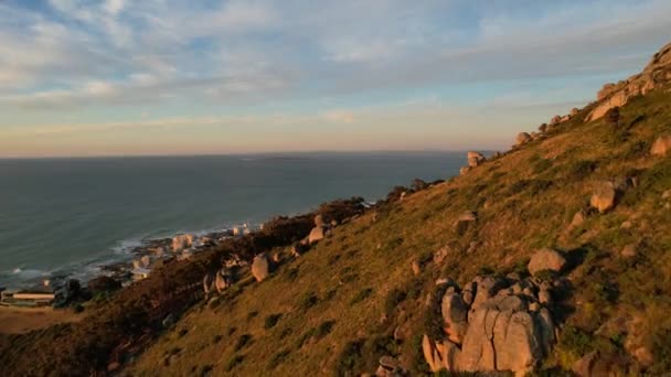 Aerial Lions Head Sunset Revealing Sea Point Cape Town South — Stockvideo