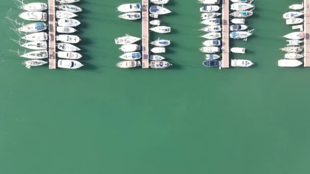 Straight View Port Boats Evenly Aligned Mallorca — Vídeos de Stock