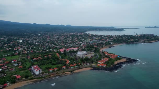 Flying Sao Tome City Amazing View City — 图库视频影像