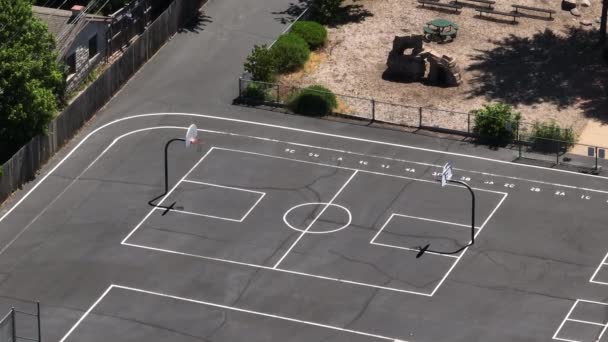 Overhead View Basketball Court Blacktop Middle School Playground — Video Stock