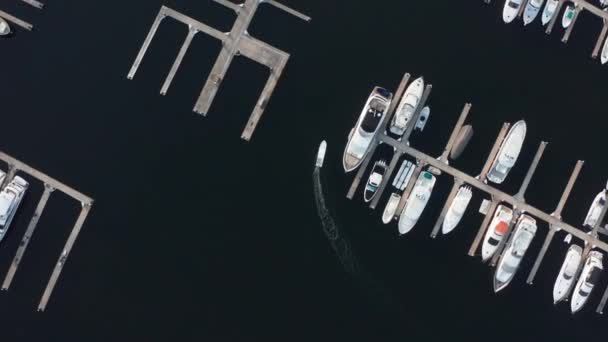 Zenit Tiro Barco Llegando Marina Ixtapa — Vídeos de Stock