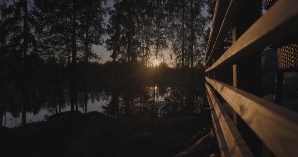 Nordic Summer Cabin Sunset Lake Nordic Vacation Scene — Stockvideo