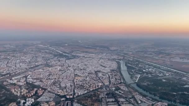 Lenyűgöző Légi Kilátás Sevilla Sevilla Város Spanyolország Egy Jet Pilótafülkéből — Stock videók