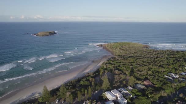 Luchtfoto Van Vingerhoofd Met Kookeiland Achtergrond Nieuw Zuid Wales Australië — Stockvideo