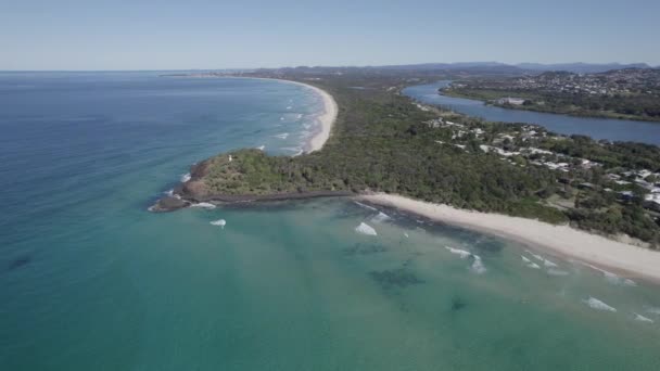 Scenic Landscape Fingal Head New South Wales Australia Daytime Aerial — Stok video